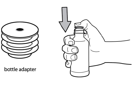 How to Take Quillivant XR Methylphenidate Step 4 Continued (Figure E & F): Press Bottle Adapter Down