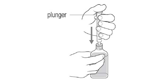 How To Take DYANAVEL XR Amphetamine Step 4 & 5: Insert Oral Dosing-Dispenser & Push Plunger